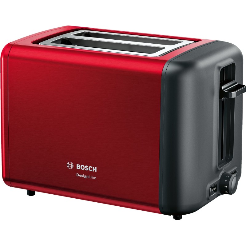 Bosch TAT3P424 Kompakt Toaster, DesignLine, Edelstahl rot